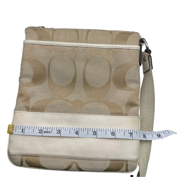 COACH Beige and Cream Canvas Signature Crossbody - Picture 8 of 9